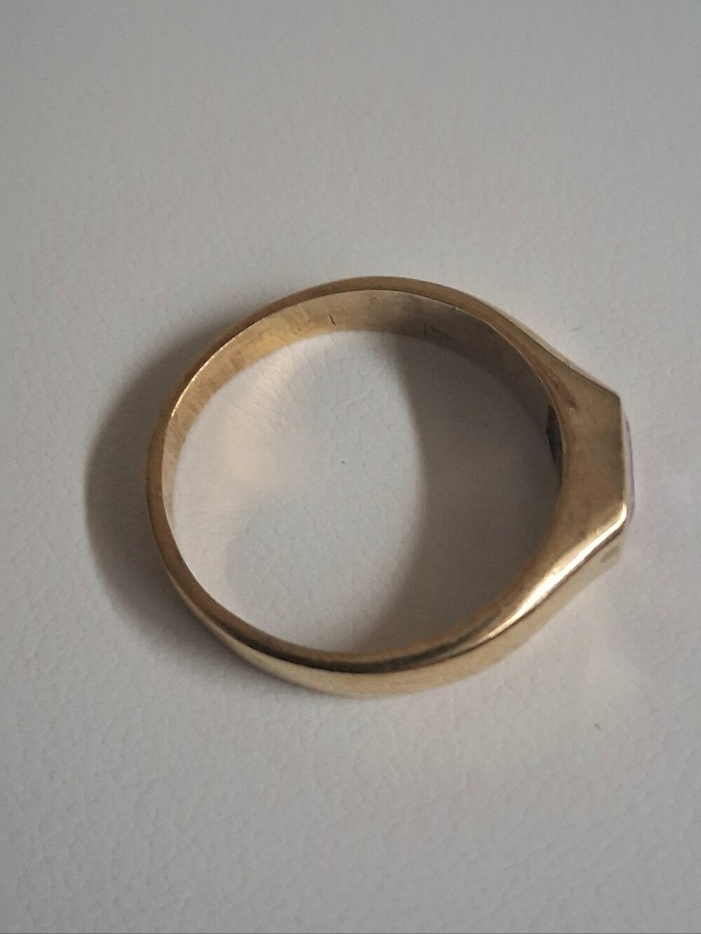 GOLD TONE ROSE QUARTZ SIGNET RING - Picture 5 of 8
